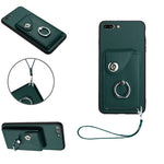 Bao da điện thoại PU có ngăn đựng thẻ và giá đỡ nhẫn, Dành cho iPhone XS / X, Dành cho iPhone XR, Dành cho iPhone XS Max, Dành cho iPhone 8 Plus / 7 Plus