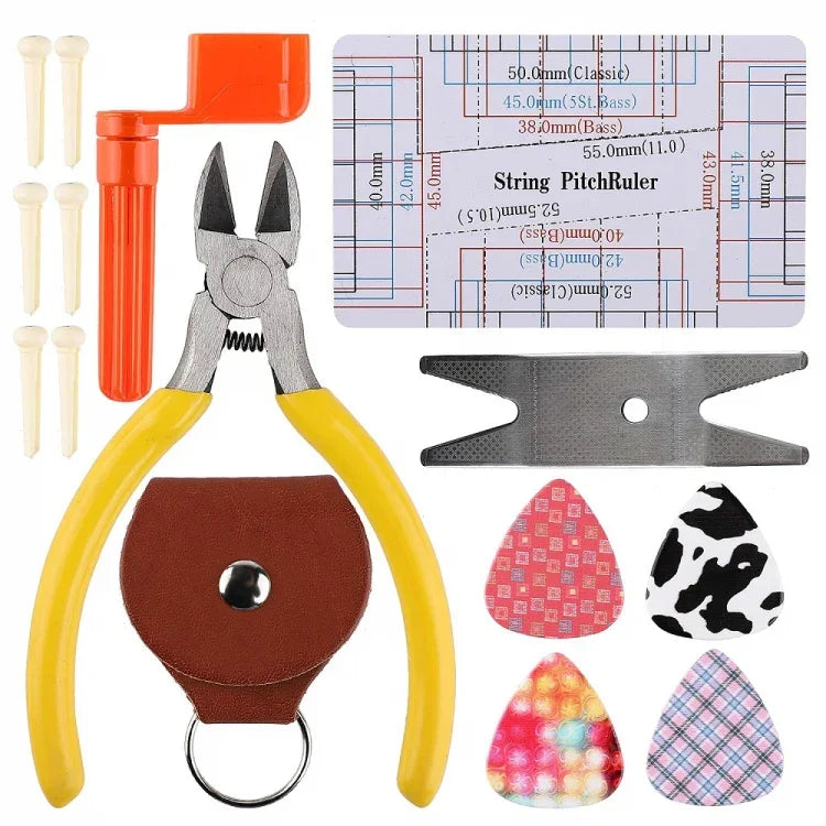Bộ Dụng Cụ Sửa Chữa Đàn Guitar, Giũa, Cờ Lê, Cắt Và Quấn Dây, Đánh Bóng Phím, Bộ Sửa Chữa Đàn Guitar