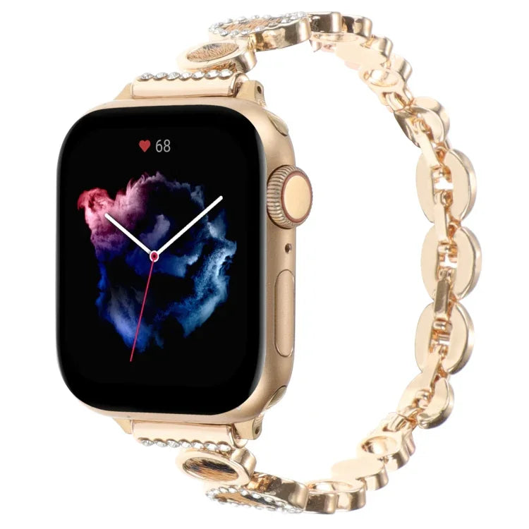 Dây đồng hồ xích kim loại đính đá báo, Dành cho Apple Watch 42mm, Dành cho Apple Watch 38mm