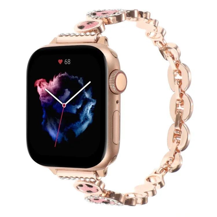 Dây đồng hồ xích kim loại đính đá báo, Dành cho Apple Watch 42mm, Dành cho Apple Watch 38mm