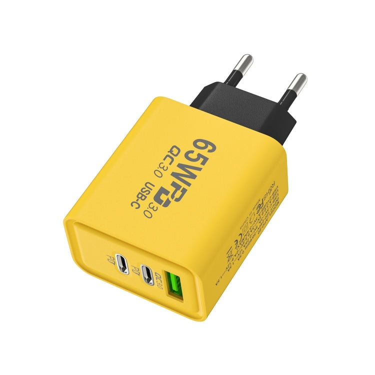 65W Gallium Nitride USB + Type-C Fast Charging Charger, EU Plug, US Plug