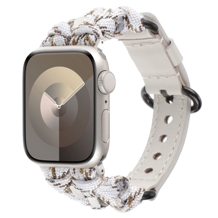 Paracord Genuine Leather Watch Band, For Apple Watch Series 8 41mm, For Apple Watch Series 8 45mm, For Apple Watch SE 2022 40mm, For Apple Watch SE 2022 44mm, For Apple Watch Series 7 41mm, For Apple Watch Series 7 45mm