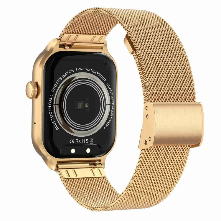Đồng Hồ Thông Minh Gọi Bluetooth Dây Thép Milanese 2.01 inch Hỗ Trợ Giám Sát Nhịp Tim / Đường Huyết Không Xâm Lấn, Dây Thép Milanese Màu Vàng