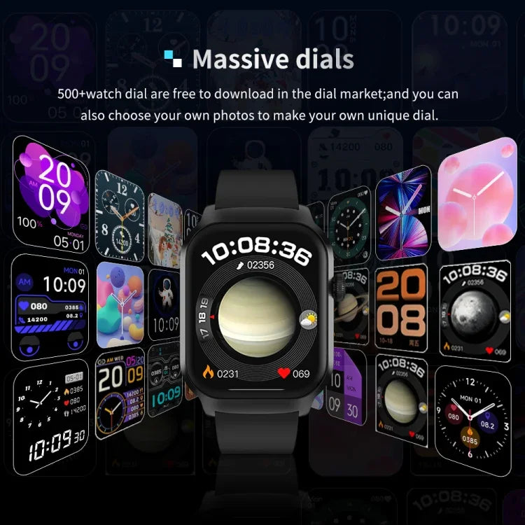 Đồng Hồ Thông Minh Gọi Bluetooth Dây Thép Milanese 2.01 inch Hỗ Trợ Giám Sát Nhịp Tim / Đường Huyết Không Xâm Lấn, Dây Thép Milanese Màu Vàng