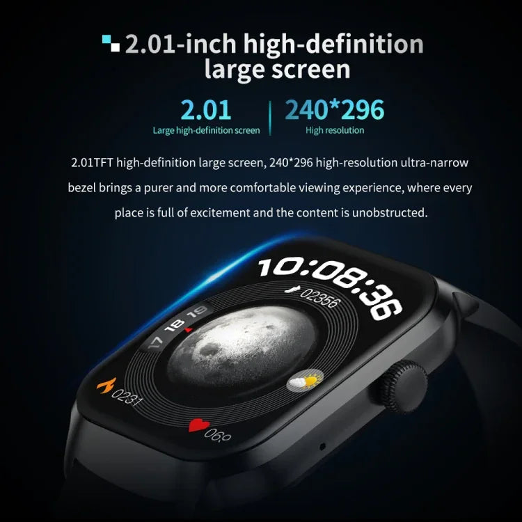 Đồng Hồ Thông Minh Gọi Bluetooth Dây Da 2.01 inch Hỗ Trợ Giám Sát Nhịp Tim / Đường Huyết Không Xâm Lấn, Dây Da Màu Đen, Dây Da Màu Nâu