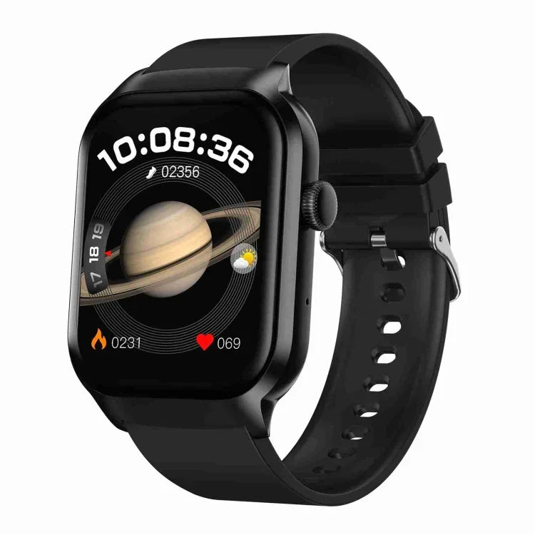 Đồng hồ thông minh gọi Bluetooth dây đeo silicone 2,01 inch hỗ trợ theo dõi nhịp tim / Đường huyết không xâm lấn, Dây đeo silicone màu đen, Dây đeo silicone màu vàng nhạt
