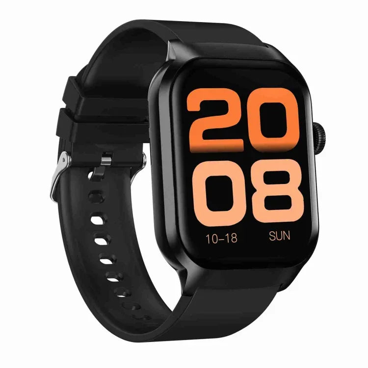 Đồng hồ thông minh gọi Bluetooth dây đeo silicone 2,01 inch hỗ trợ theo dõi nhịp tim / Đường huyết không xâm lấn, Dây đeo silicone màu đen, Dây đeo silicone màu vàng nhạt