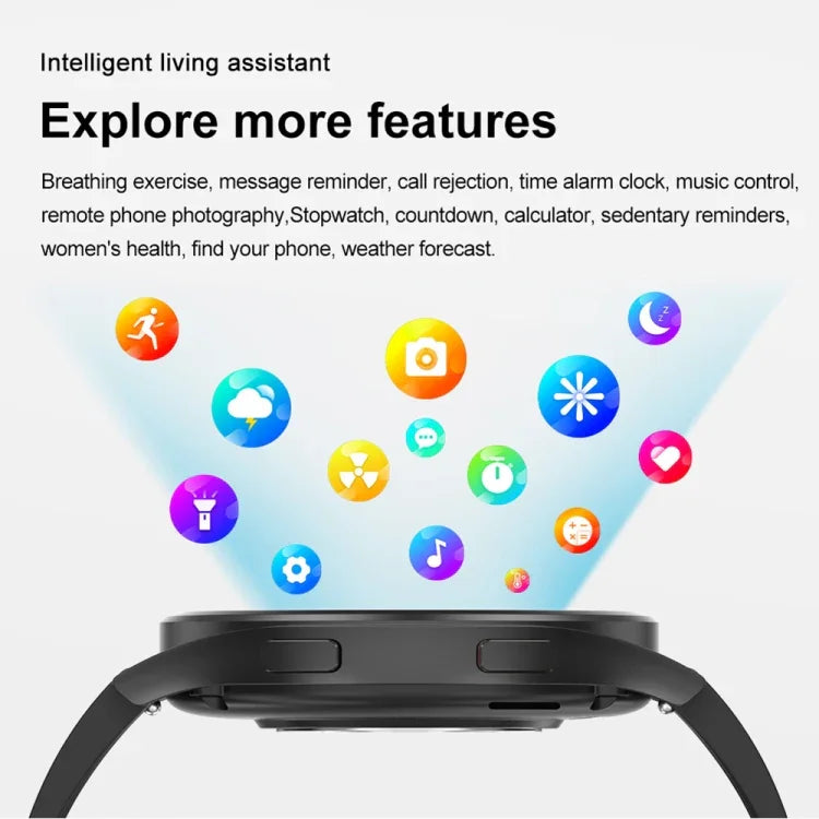 Đồng hồ thông minh gọi Bluetooth dây đeo silicone 1,43 inch hỗ trợ ECG / Đường huyết không xâm lấn, Dây đeo silicone màu đen, Dây đeo silicone màu vàng nhạt
