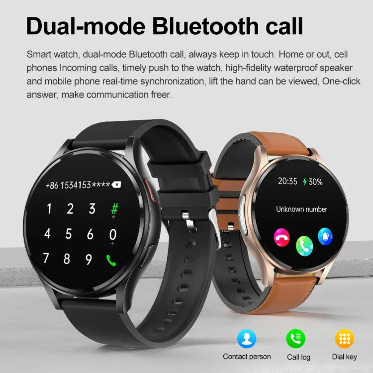 Đồng hồ thông minh gọi Bluetooth dây đeo silicone 1,43 inch hỗ trợ ECG / Đường huyết không xâm lấn, Dây đeo silicone màu đen, Dây đeo silicone màu vàng nhạt