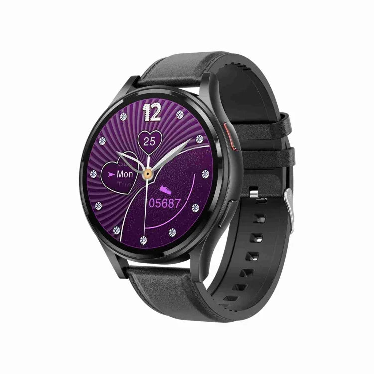 Đồng hồ thông minh gọi Bluetooth dây đeo da 1,43 inch hỗ trợ ECG / Đường huyết không xâm lấn, Dây đeo da màu đen, Dây đeo da màu nâu