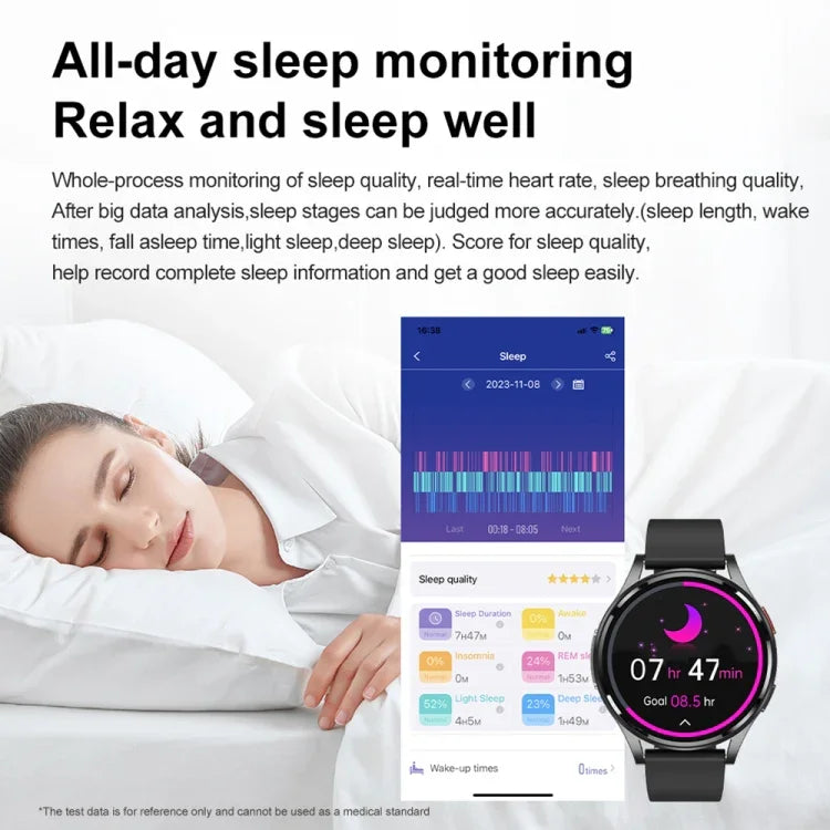 Đồng hồ thông minh gọi Bluetooth dây đeo da 1,43 inch hỗ trợ ECG / Đường huyết không xâm lấn, Dây đeo da màu đen, Dây đeo da màu nâu
