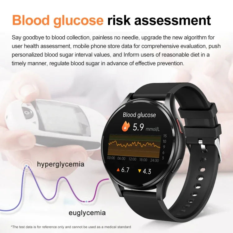 Đồng hồ thông minh gọi Bluetooth dây đeo da 1,43 inch hỗ trợ ECG / Đường huyết không xâm lấn, Dây đeo da màu đen, Dây đeo da màu nâu