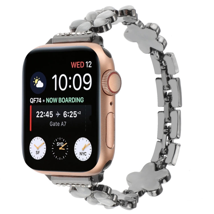 5-petaled Flower Zinc Alloy Chain Watch Band, For Apple Watch Series 4 44mm, For Apple Watch Series 4 40mm, For Apple Watch Series 3 38mm, For Apple Watch Series 3 42mm, For Apple Watch Series 2 42mm, For Apple Watch Series 2 38mm