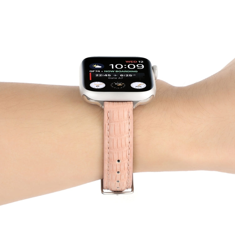 Dây đồng hồ da cá sấu mảnh, dành cho Apple Watch Series 4 44mm, dành cho Apple Watch Series 4 40mm, dành cho Apple Watch Series 3 38mm, dành cho Apple Watch Series 3 42mm, dành cho Apple Watch Series 2 42mm, dành cho Apple Watch Series 2 38mm