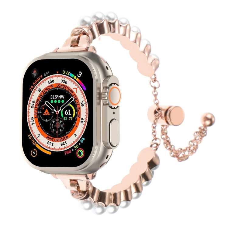 Pearl Bracelet Metal Watch Band, For Apple Watch SE 2023 44mm, For Apple Watch SE 2023 40mm, For Apple Watch Ultra 2 49mm, For Apple Watch Series 9 45mm, For Apple Watch Series 9 41mm, For Apple Watch Ultra 49mm, For Apple Watch Series 8 41mm          ...
