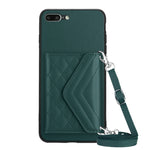 Ốp lưng điện thoại túi đựng thẻ họa tiết hình thoi có RFID kèm dây đeo dài, dành cho iPhone 12 mini, iPhone 11 Pro Max, iPhone 11, iPhone 11 Pro, iPhone XS / X, iPhone XR, iPhone XS Max, iPhone 8 Plus / 7 Plus