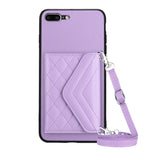 Ốp lưng điện thoại túi đựng thẻ họa tiết hình thoi có RFID kèm dây đeo dài, dành cho iPhone 12 mini, iPhone 11 Pro Max, iPhone 11, iPhone 11 Pro, iPhone XS / X, iPhone XR, iPhone XS Max, iPhone 8 Plus / 7 Plus