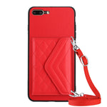 Ốp lưng điện thoại túi đựng thẻ họa tiết hình thoi có RFID kèm dây đeo dài, dành cho iPhone 12 mini, iPhone 11 Pro Max, iPhone 11, iPhone 11 Pro, iPhone XS / X, iPhone XR, iPhone XS Max, iPhone 8 Plus / 7 Plus