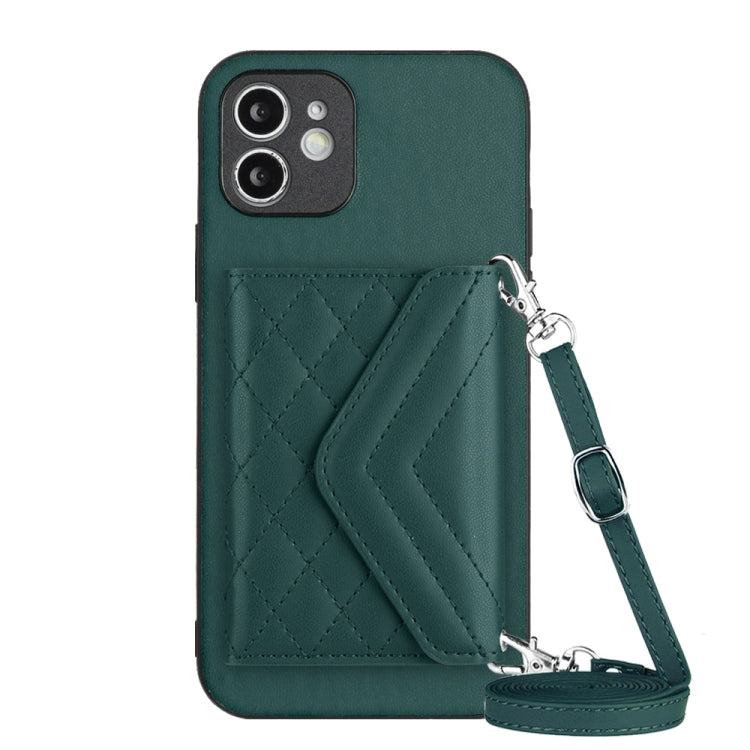 Ốp lưng điện thoại túi đựng thẻ họa tiết hình thoi có RFID kèm dây đeo dài, dành cho iPhone 12 mini, iPhone 11 Pro Max, iPhone 11, iPhone 11 Pro, iPhone XS / X, iPhone XR, iPhone XS Max, iPhone 8 Plus / 7 Plus