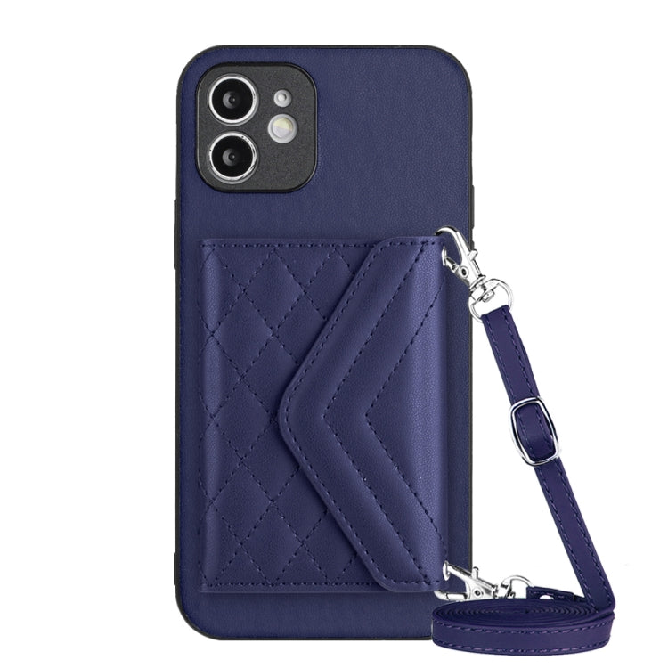 Ốp lưng điện thoại túi đựng thẻ họa tiết hình thoi có RFID kèm dây đeo dài, dành cho iPhone 12 mini, iPhone 11 Pro Max, iPhone 11, iPhone 11 Pro, iPhone XS / X, iPhone XR, iPhone XS Max, iPhone 8 Plus / 7 Plus