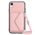 Ốp lưng điện thoại túi đựng thẻ họa tiết hình thoi có RFID kèm dây đeo dài, dành cho iPhone 12 mini, iPhone 11 Pro Max, iPhone 11, iPhone 11 Pro, iPhone XS / X, iPhone XR, iPhone XS Max, iPhone 8 Plus / 7 Plus