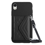 Ốp lưng điện thoại túi đựng thẻ họa tiết hình thoi có RFID kèm dây đeo dài, dành cho iPhone 12 mini, iPhone 11 Pro Max, iPhone 11, iPhone 11 Pro, iPhone XS / X, iPhone XR, iPhone XS Max, iPhone 8 Plus / 7 Plus