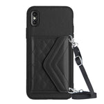 Ốp lưng điện thoại túi đựng thẻ họa tiết hình thoi có RFID kèm dây đeo dài, dành cho iPhone 12 mini, iPhone 11 Pro Max, iPhone 11, iPhone 11 Pro, iPhone XS / X, iPhone XR, iPhone XS Max, iPhone 8 Plus / 7 Plus
