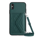 Ốp lưng điện thoại túi đựng thẻ họa tiết hình thoi có RFID kèm dây đeo dài, dành cho iPhone 12 mini, iPhone 11 Pro Max, iPhone 11, iPhone 11 Pro, iPhone XS / X, iPhone XR, iPhone XS Max, iPhone 8 Plus / 7 Plus