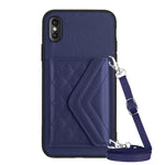Ốp lưng điện thoại túi đựng thẻ họa tiết hình thoi có RFID kèm dây đeo dài, dành cho iPhone 12 mini, iPhone 11 Pro Max, iPhone 11, iPhone 11 Pro, iPhone XS / X, iPhone XR, iPhone XS Max, iPhone 8 Plus / 7 Plus