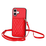 Ốp lưng điện thoại túi đựng thẻ họa tiết hình thoi có RFID kèm dây đeo dài, dành cho iPhone 17 Pro Max, iPhone 17 Pro, iPhone 17, iPhone Air, iPhone 16 Pro Max, iPhone 16 Pro, iPhone 16 Plus, iPhone 16