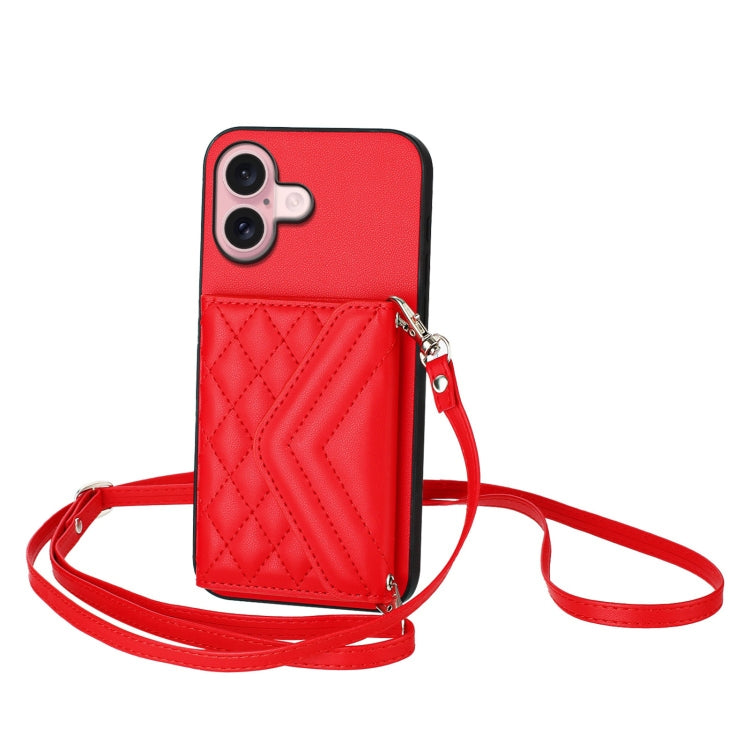 Ốp lưng điện thoại túi đựng thẻ họa tiết hình thoi có RFID kèm dây đeo dài, dành cho iPhone 17 Pro Max, iPhone 17 Pro, iPhone 17, iPhone Air, iPhone 16 Pro Max, iPhone 16 Pro, iPhone 16 Plus, iPhone 16