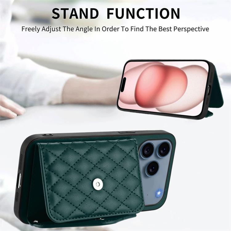 Ốp lưng điện thoại túi đựng thẻ họa tiết hình thoi có RFID kèm dây đeo dài, dành cho iPhone 17 Pro Max, iPhone 17 Pro, iPhone 17, iPhone Air, iPhone 16 Pro Max, iPhone 16 Pro, iPhone 16 Plus, iPhone 16