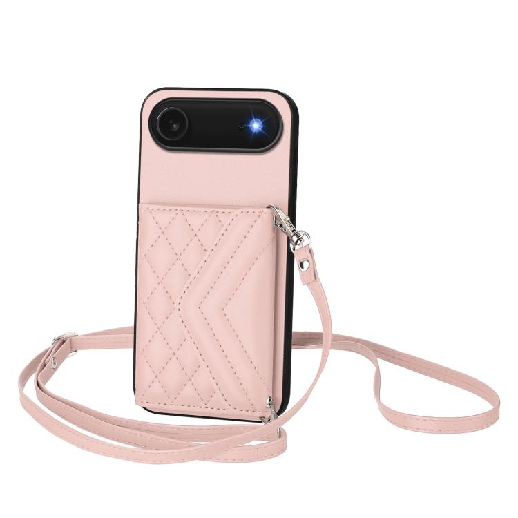 Ốp lưng điện thoại túi đựng thẻ họa tiết hình thoi có RFID kèm dây đeo dài, dành cho iPhone 17 Pro Max, iPhone 17 Pro, iPhone 17, iPhone Air, iPhone 16 Pro Max, iPhone 16 Pro, iPhone 16 Plus, iPhone 16
