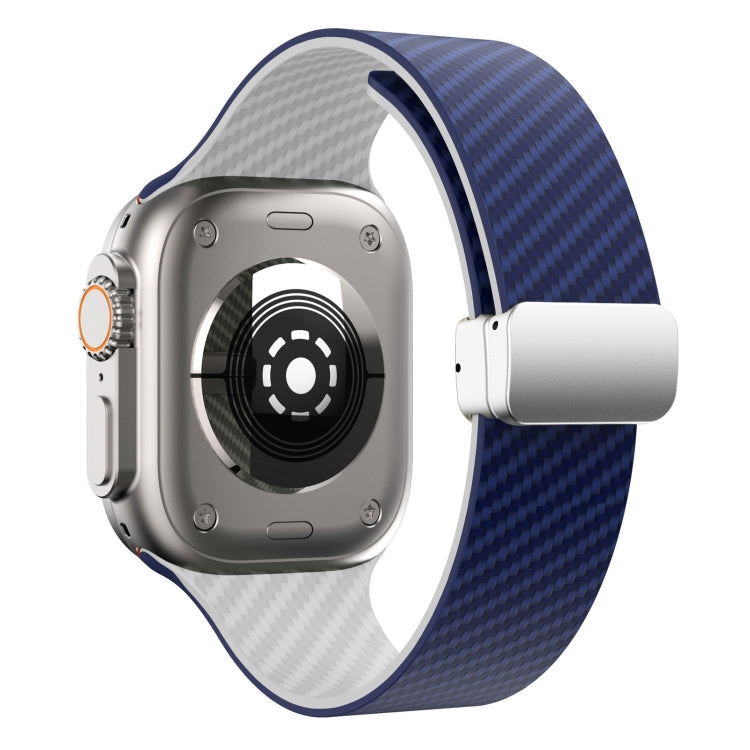 Dây đồng hồ khóa nam châm bạc sợi carbon, dành cho Apple Watch Series 9 45mm, dành cho Apple Watch Series 9 41mm, dành cho Apple Watch Ultra 49mm