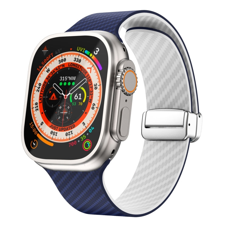 Dây đồng hồ khóa nam châm bạc sợi carbon, dành cho Apple Watch Series 9 45mm, dành cho Apple Watch Series 9 41mm, dành cho Apple Watch Ultra 49mm