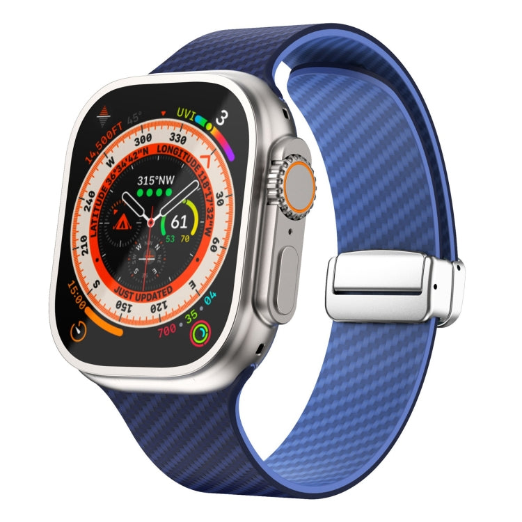 Dây đồng hồ khóa nam châm bạc sợi carbon, dành cho Apple Watch Series 9 45mm, dành cho Apple Watch Series 9 41mm, dành cho Apple Watch Ultra 49mm