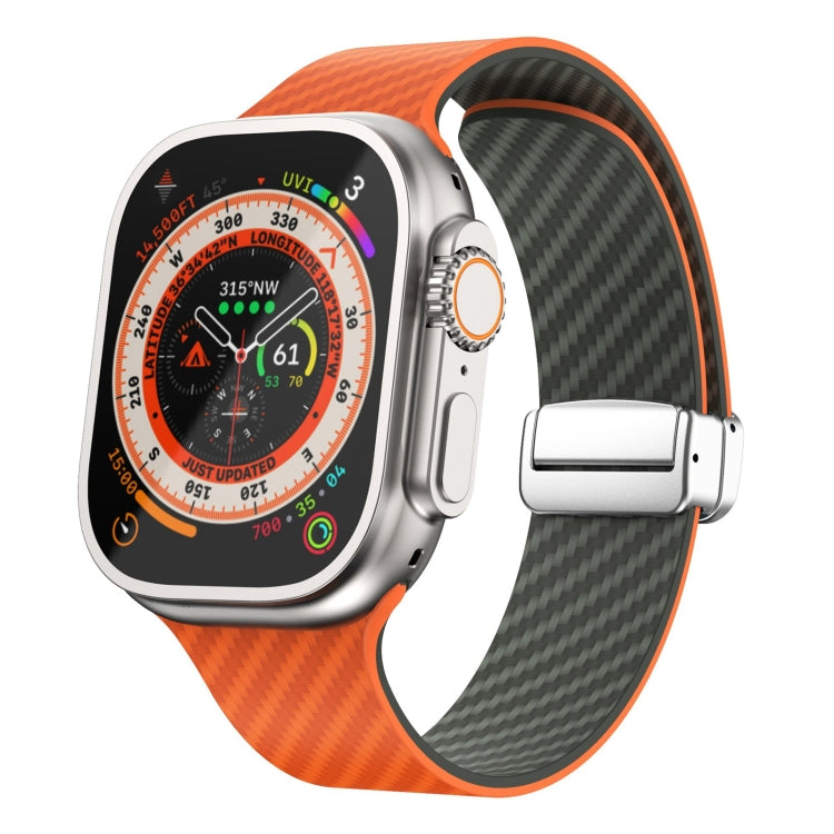 Dây đồng hồ khóa nam châm bạc sợi carbon, dành cho Apple Watch Series 9 45mm, dành cho Apple Watch Series 9 41mm, dành cho Apple Watch Ultra 49mm