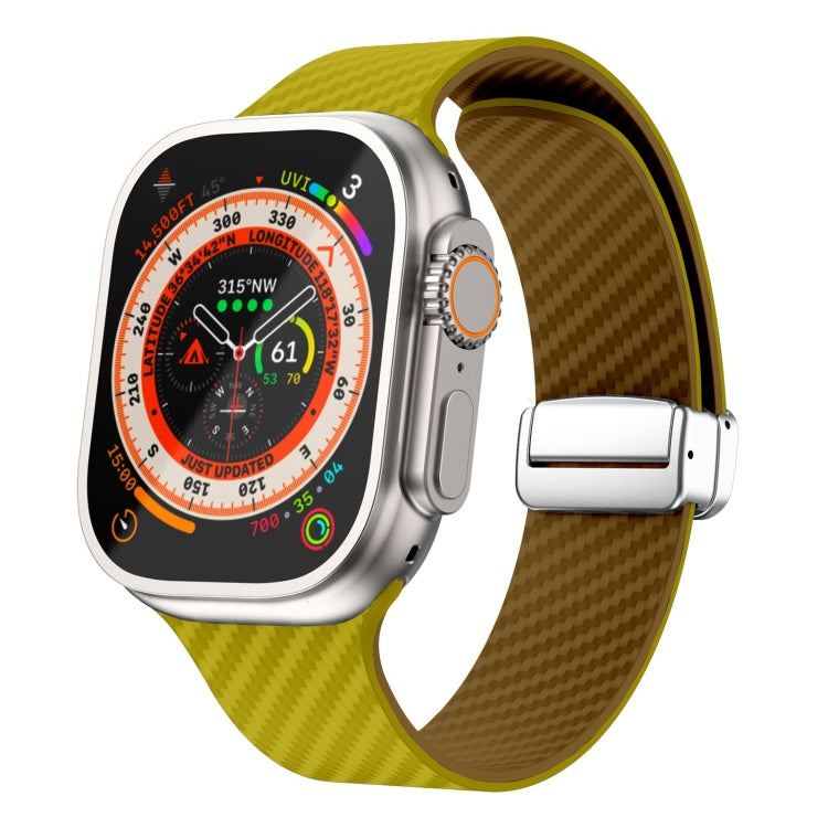 Dây đồng hồ khóa nam châm bạc sợi carbon, dành cho Apple Watch Series 9 45mm, dành cho Apple Watch Series 9 41mm, dành cho Apple Watch Ultra 49mm