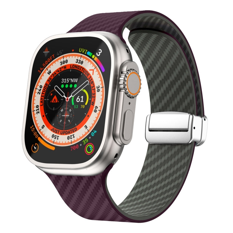Dây đồng hồ khóa nam châm bạc sợi carbon, dành cho Apple Watch Series 9 45mm, dành cho Apple Watch Series 9 41mm, dành cho Apple Watch Ultra 49mm