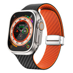 Dây đồng hồ khóa nam châm bạc sợi carbon, dành cho Apple Watch Series 9 45mm, dành cho Apple Watch Series 9 41mm, dành cho Apple Watch Ultra 49mm