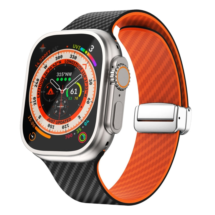 Dây đồng hồ khóa nam châm bạc sợi carbon, dành cho Apple Watch Series 9 45mm, dành cho Apple Watch Series 9 41mm, dành cho Apple Watch Ultra 49mm