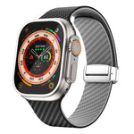 Dây đồng hồ khóa nam châm bạc sợi carbon, dành cho Apple Watch Series 9 45mm, dành cho Apple Watch Series 9 41mm, dành cho Apple Watch Ultra 49mm