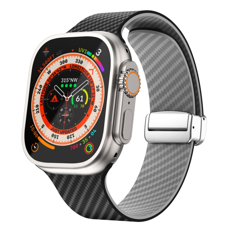 Dây đồng hồ khóa nam châm bạc sợi carbon, dành cho Apple Watch Series 9 45mm, dành cho Apple Watch Series 9 41mm, dành cho Apple Watch Ultra 49mm