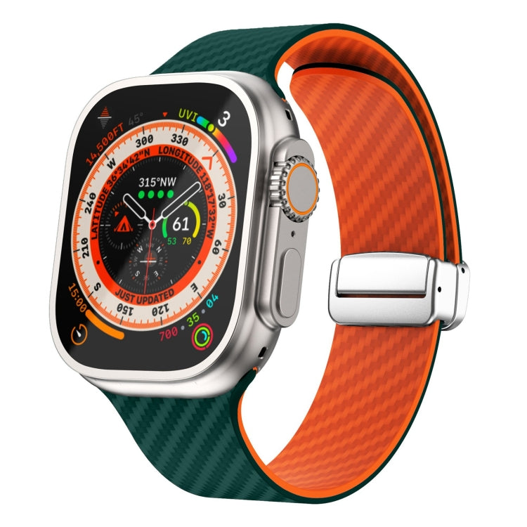 Dây đồng hồ khóa nam châm bạc sợi carbon, dành cho Apple Watch Series 9 45mm, dành cho Apple Watch Series 9 41mm, dành cho Apple Watch Ultra 49mm