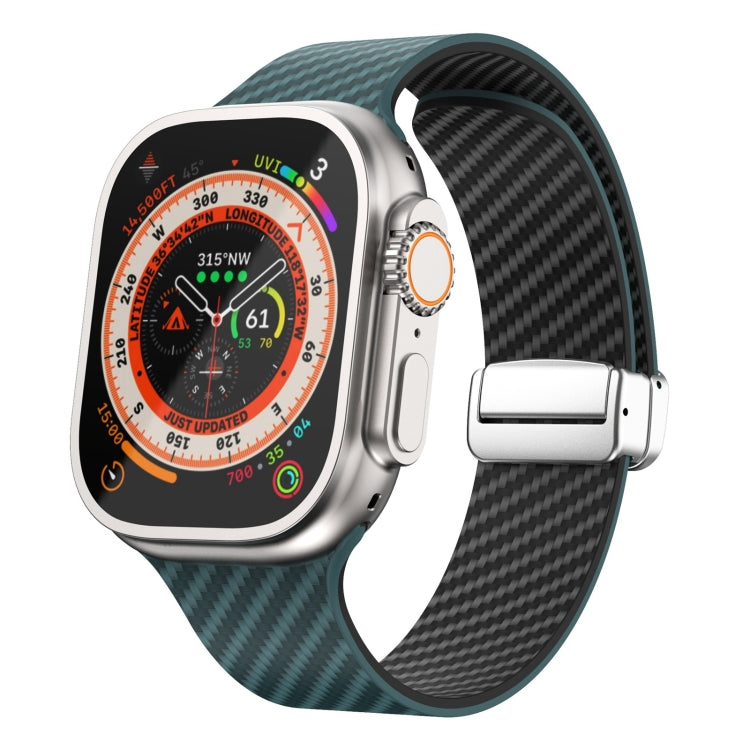 Dây đồng hồ khóa nam châm bạc sợi carbon, dành cho Apple Watch Series 9 45mm, dành cho Apple Watch Series 9 41mm, dành cho Apple Watch Ultra 49mm