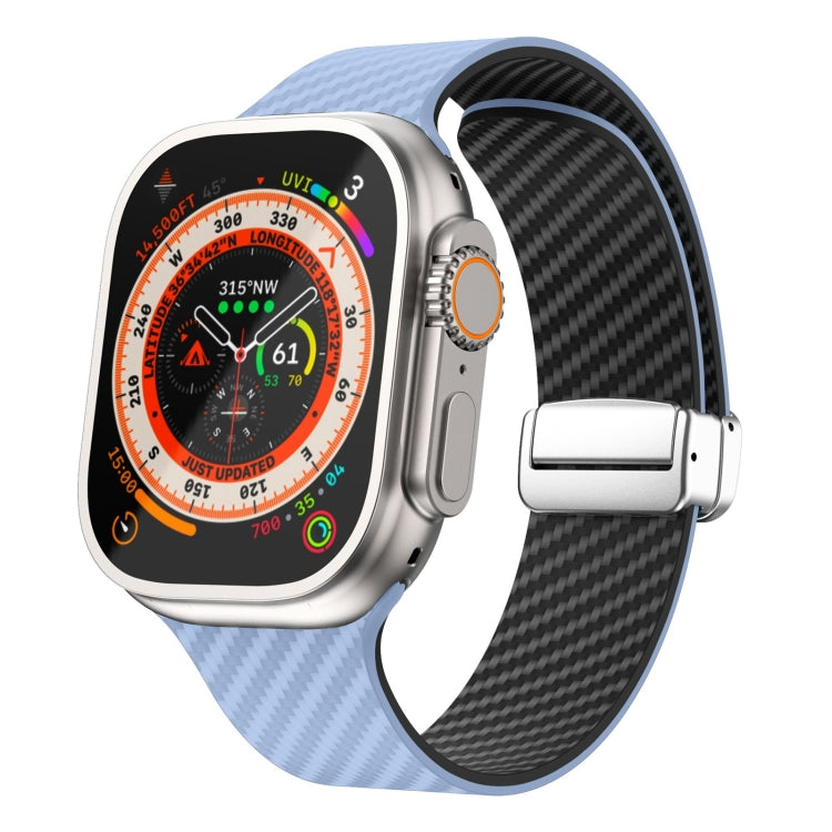 Dây đồng hồ khóa nam châm bạc sợi carbon, dành cho Apple Watch Series 9 45mm, dành cho Apple Watch Series 9 41mm, dành cho Apple Watch Ultra 49mm