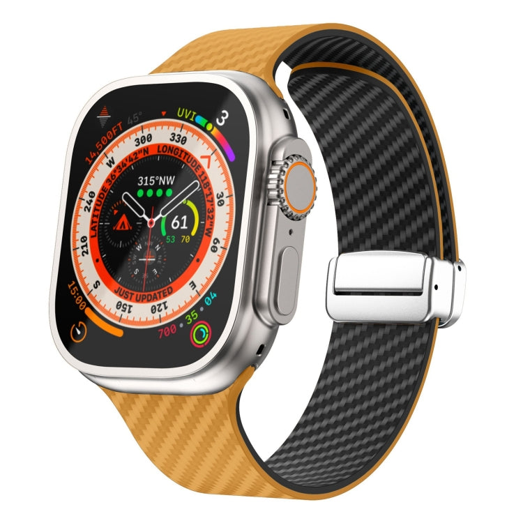 Dây đồng hồ khóa nam châm bạc sợi carbon, dành cho Apple Watch Series 9 45mm, dành cho Apple Watch Series 9 41mm, dành cho Apple Watch Ultra 49mm