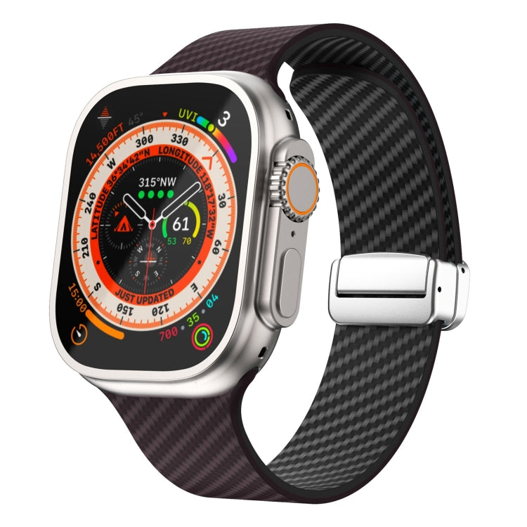 Dây đồng hồ khóa nam châm bạc sợi carbon, dành cho Apple Watch Series 9 45mm, dành cho Apple Watch Series 9 41mm, dành cho Apple Watch Ultra 49mm