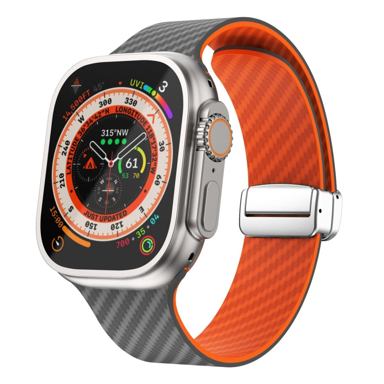 Dây đồng hồ khóa nam châm bạc sợi carbon, dành cho Apple Watch Series 9 45mm, dành cho Apple Watch Series 9 41mm, dành cho Apple Watch Ultra 49mm