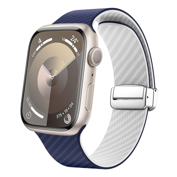 Carbon Fiber Magnetic Silver Buckle Watch Band, For Apple Watch 42mm, For Apple Watch 38mm